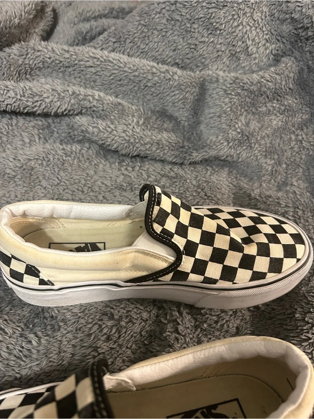 Vans Checkerboard Slip-On Sneakers in Black and White